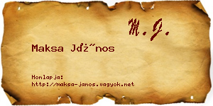 Maksa János névjegykártya